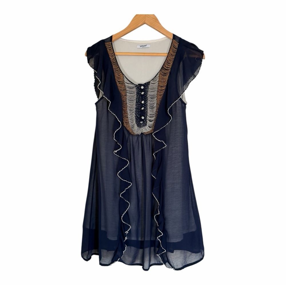 SUNCOO Beaded Gorgeous Silk Dress S - Picture 1 of 5